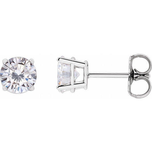 14k White Gold 5.5 mm Lab-Grown Moissanite Stud Earrings