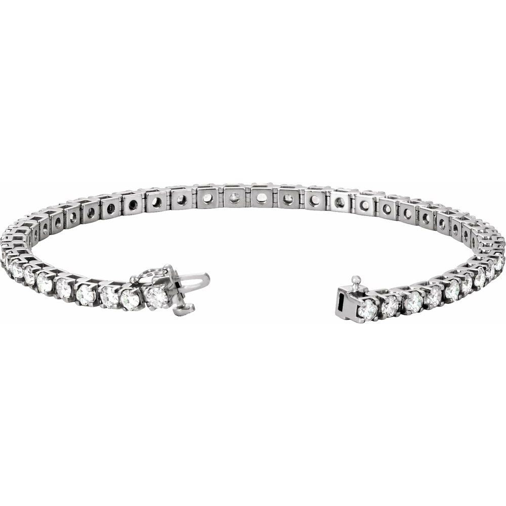 14k White Gold 4 3/4 CTW Natural Diamond Line 7" Bracelet