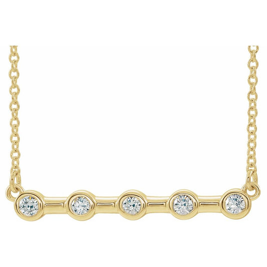 14k Yellow Gold 1/6 CTW Natural Diamond Bezel-Set Bar 18" Necklace