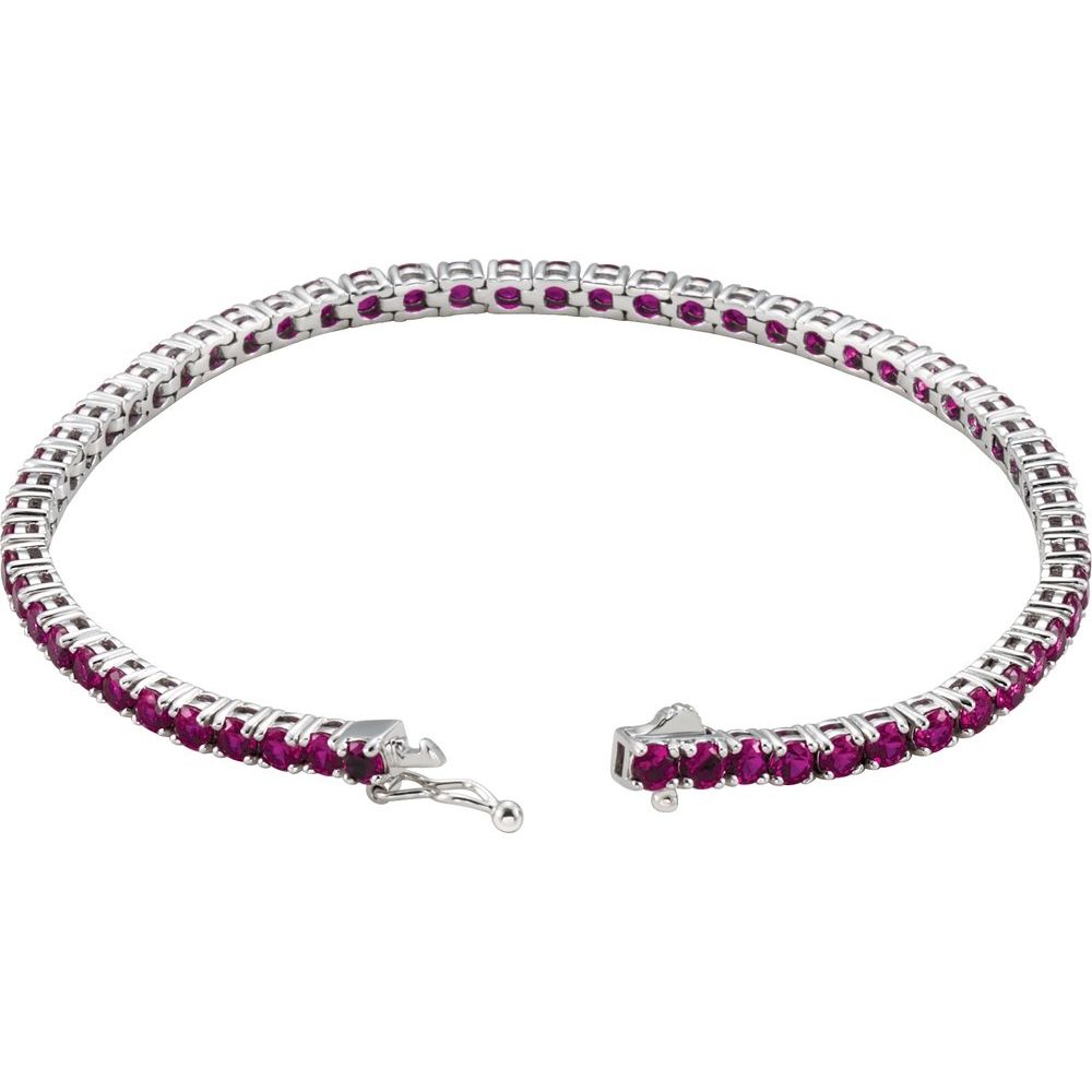 14k White Gold Lab-Grown Ruby Line 7.25" Bracelet