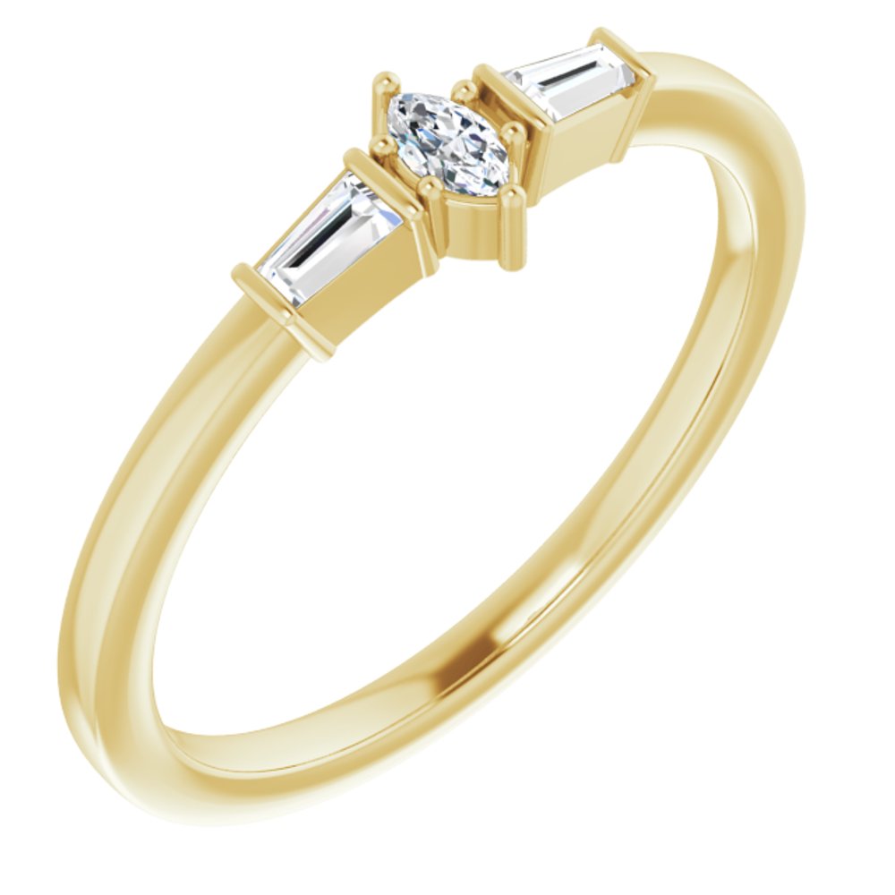 14K Yellow Gold 1/6 CTW Natural Diamond Semi-Set Stackable Ring