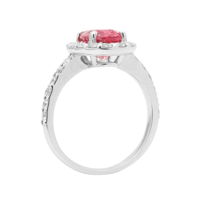 14k White Gold 3.09ct TGW Neon Tanzanian Spinel and White Diamond Ring