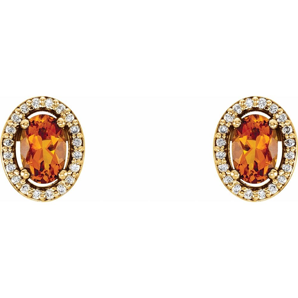 14k Yellow Gold Natural Citrine & 1/10 CTW Natural Diamond Earrings