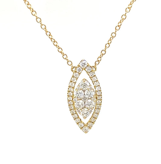 18k Yellow Gold 0.69ct TDW Diamond Vertical Third Eye Diamond Necklace