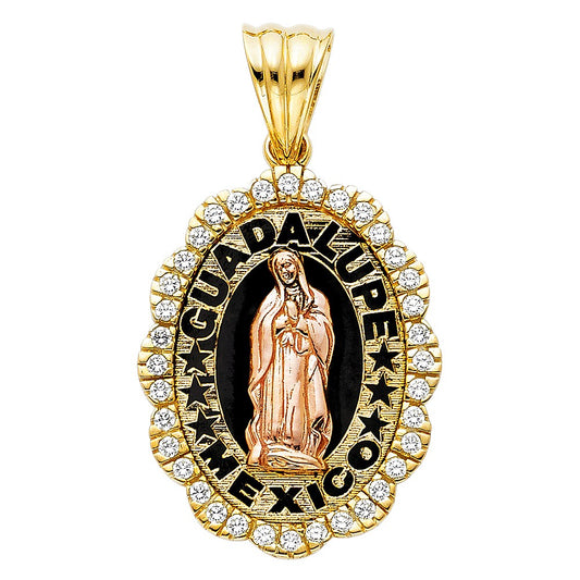 14k Two-Tone Gold Cubic Zirconia Fancy Guadalupe Pendant