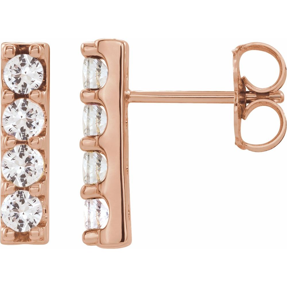 14k Rose Gold 1/2 CTW Lab-Grown Diamond Bar Earrings