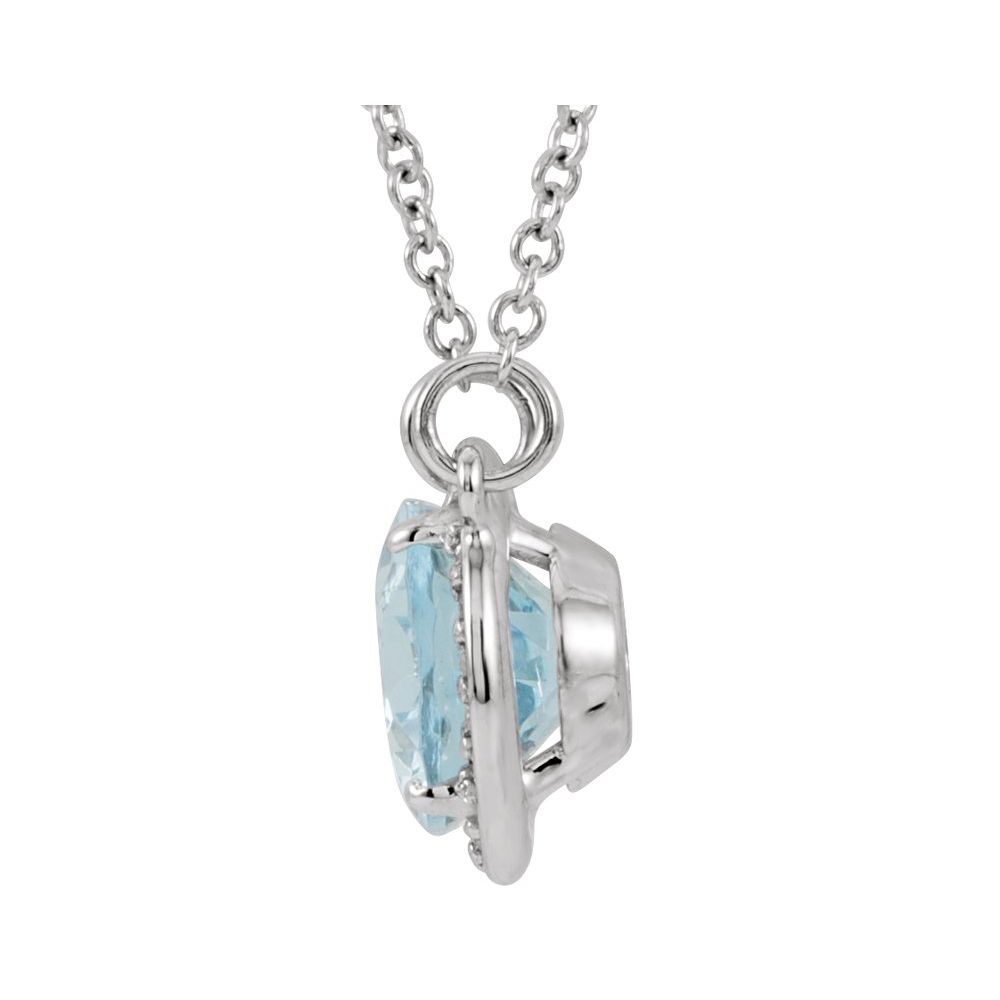 14k White Gold Natural Aquamarine & .04 CTW Natural Diamond 16.5" Necklace