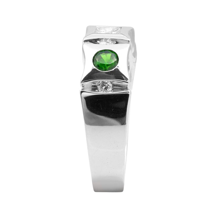 14k White Gold 0.82ct TGW Demantoid Garnet and White Diamond One-of-a-Kind Ring