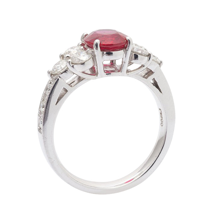 Platinum 2.16ct TGW Certified Ruby and Diamond One-of-a-Kind Ring