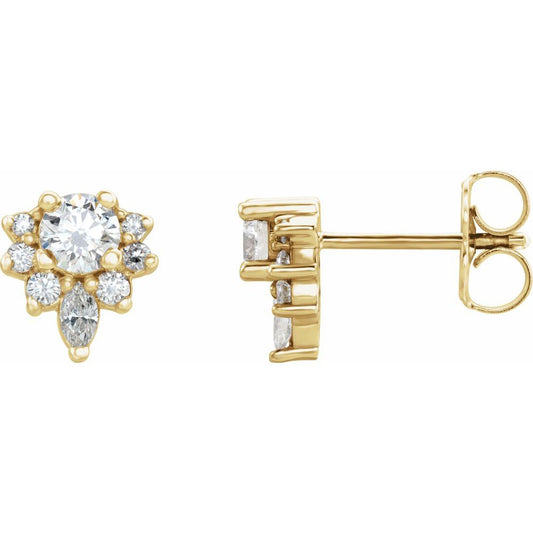 14k Yellow Gold 1/2 CTW Natural Diamond Earrings