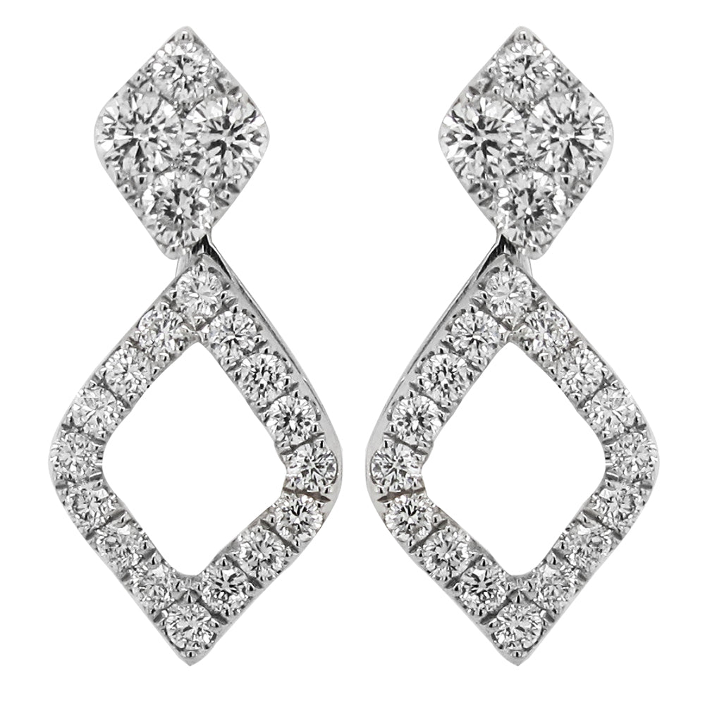 18k White Gold 3/4ct TDW White Diamond Diamond Shape Mix-Match Stud Earrings