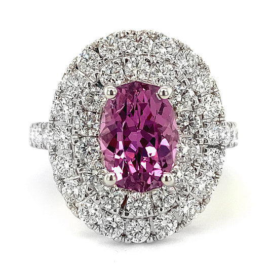 18K White Gold 4.22ct TGW Pink Spinel and Diamond One-of-a-Kind Ring