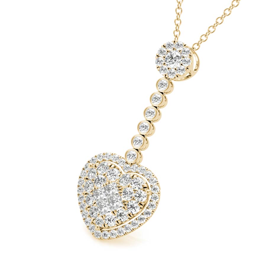 18K Yellow Gold 1.01ct TDW White Diamond Heart Necklace