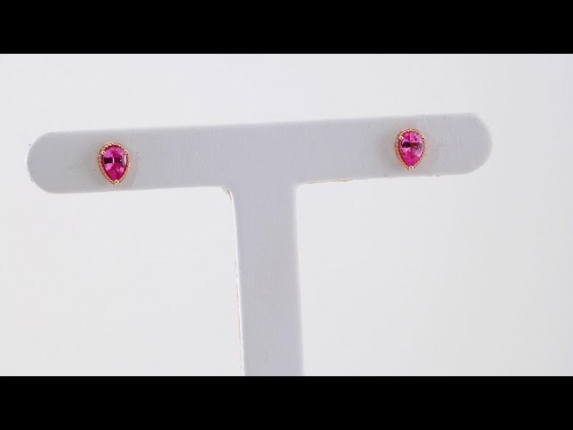 14k Yellow Gold Natural Pink Sapphire Earrings