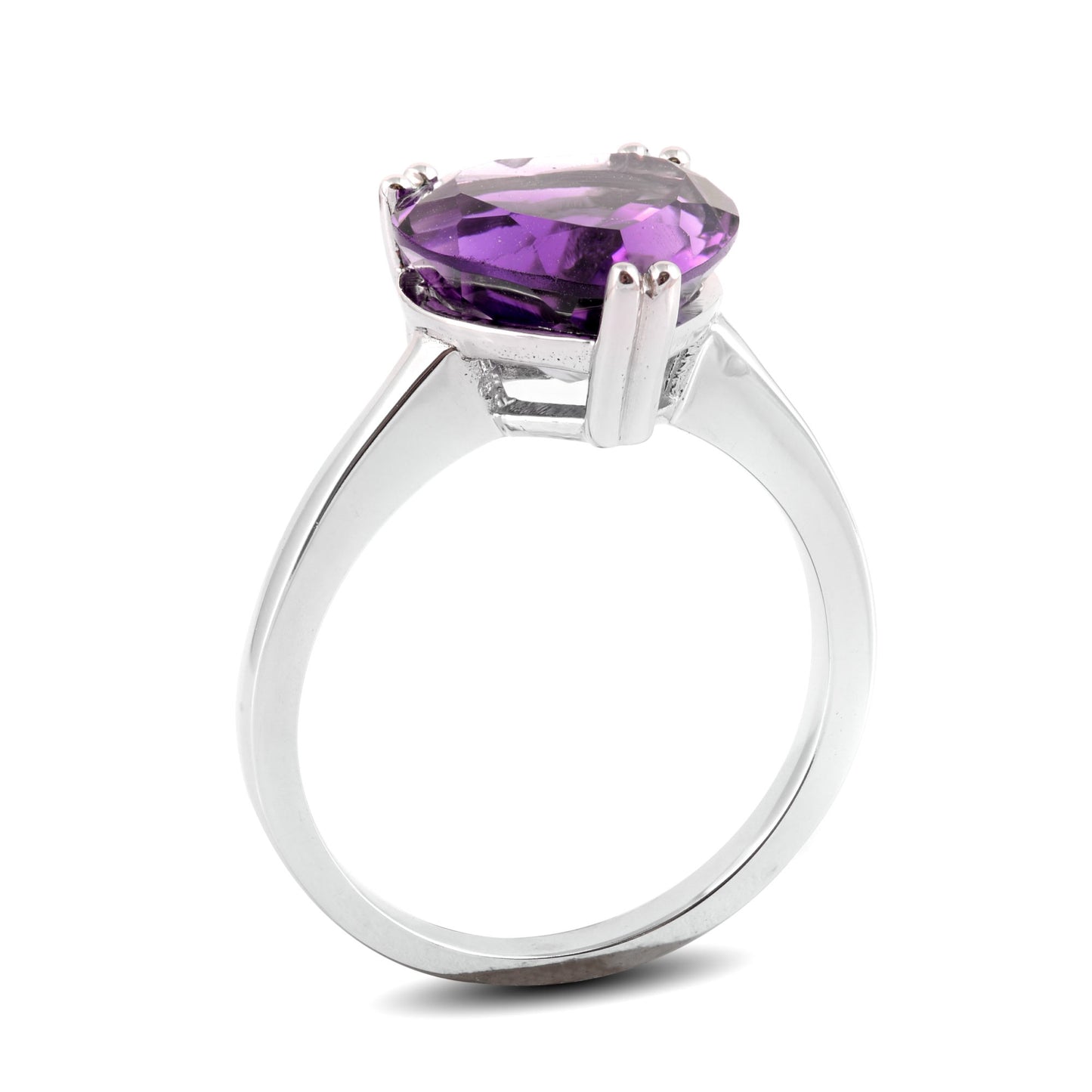 14K White Gold 4.01ct TGW Purple Heart Amethyst Ring