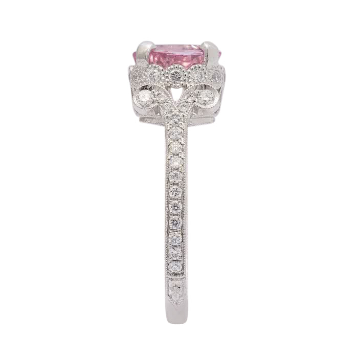 Platinum 2.56ct TGW Certified Padparadscha Sapphire and Diamond One-of-a-Kind Ring