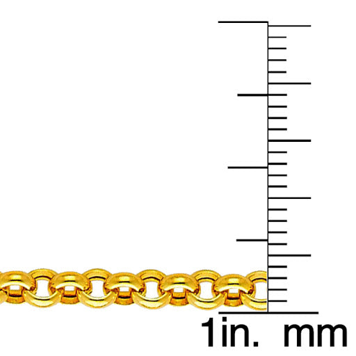 14k Yellow Gold 3.8mm Classic Hollow Rolo Unisex Chain Necklace