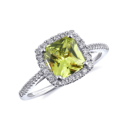 14K White Gold 1.53 TGW Chrysoberyl and White Diamonds One-of-a-Kind Ring