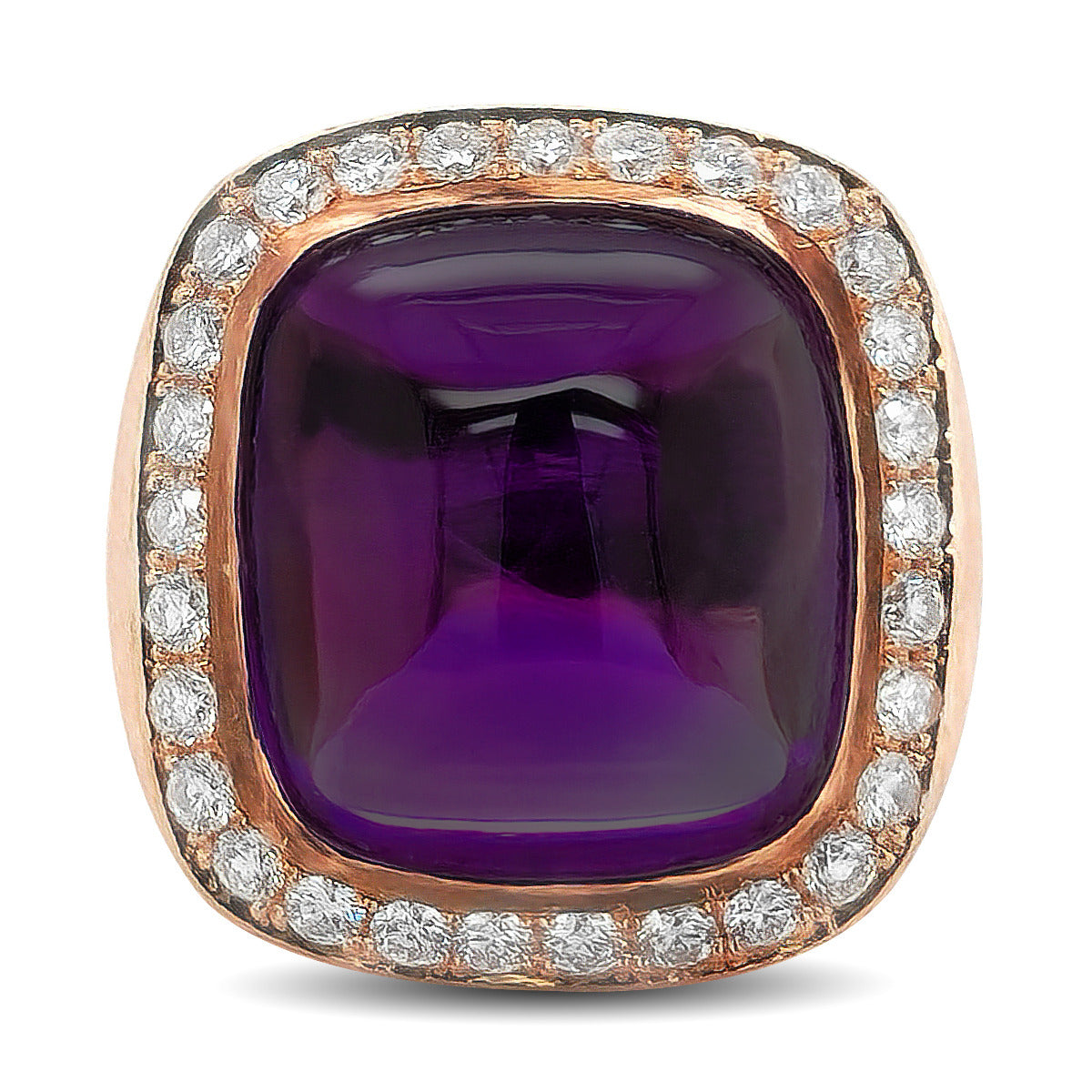 14K Rose Gold 16.01ct TGW Purple Amethyst and Diamond One-of-a-Kind Ring