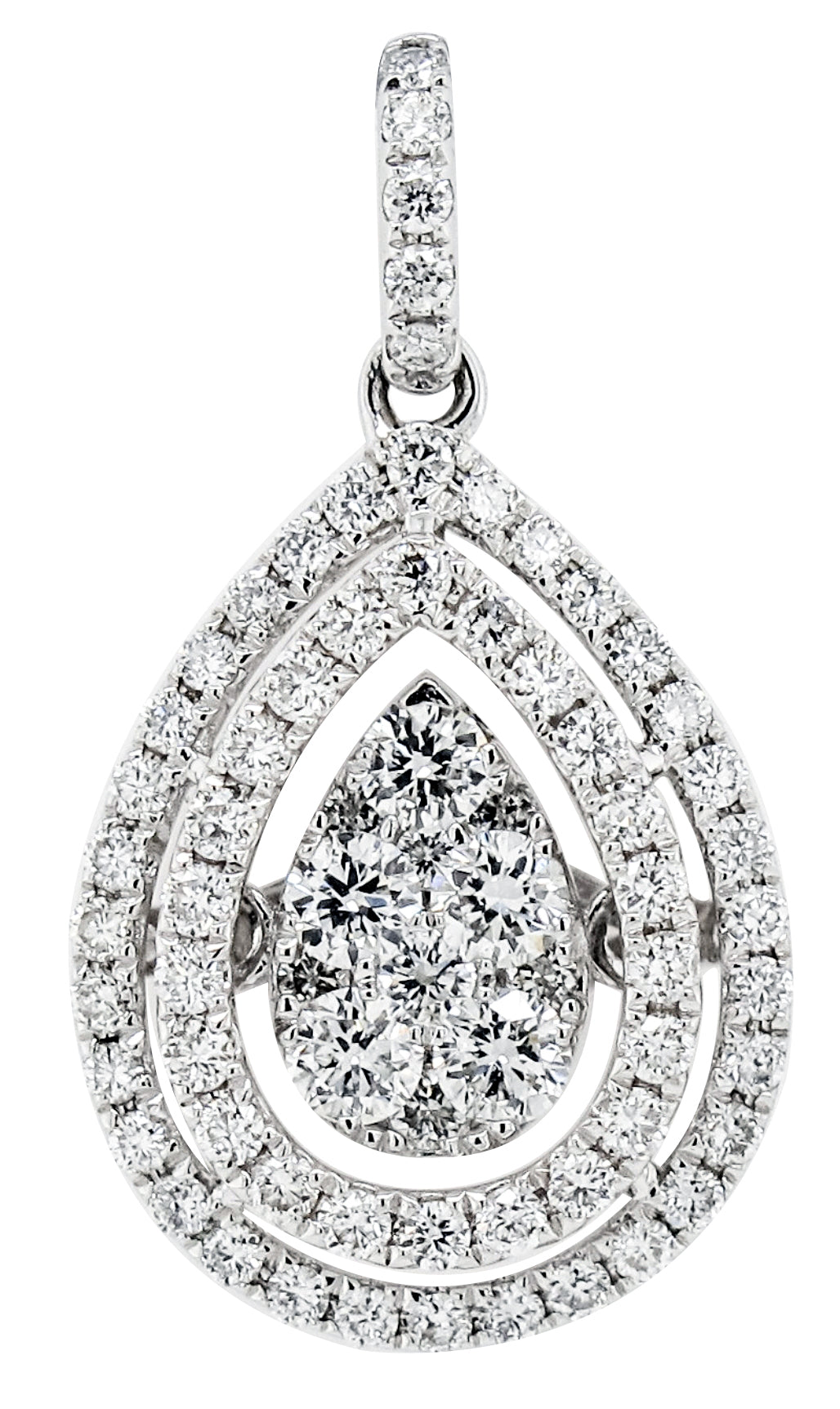 18k White Gold 5/8ct TDW White Diamond Pear Shape Cluster Pendant Necklace