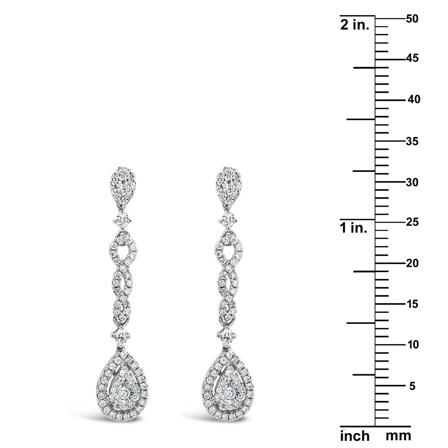 18k White Gold 5/8ct TDW White Diamond Dangling Pear Cluster Earrings