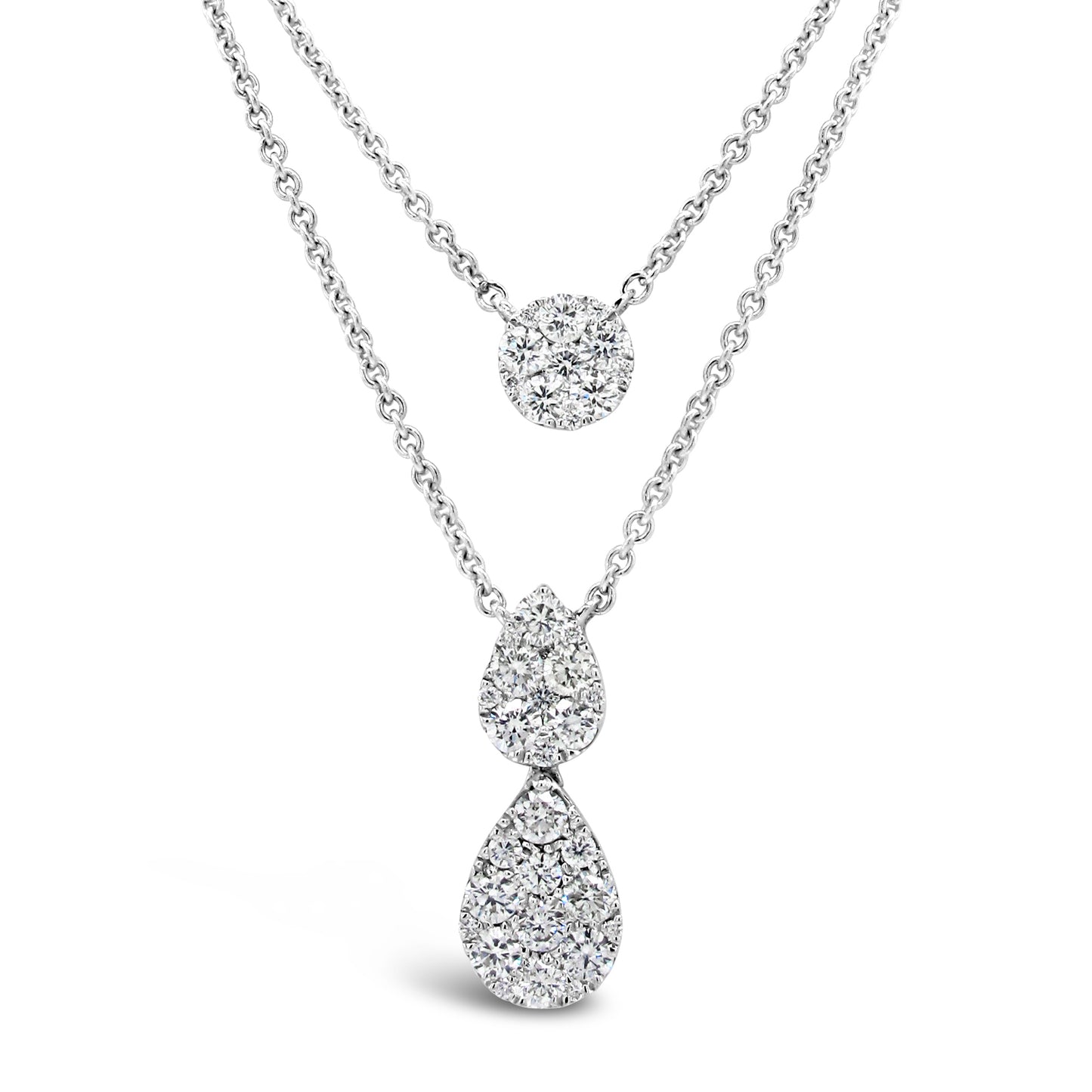 18k White Gold 5/8ct TDW White Diamond Double Pendant Necklace