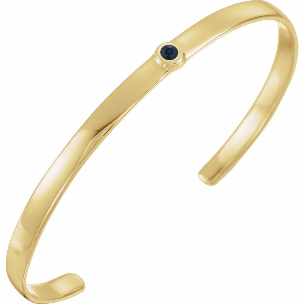 14k Yellow Gold Natural Blue Sapphire Cuff 6" Bracelet