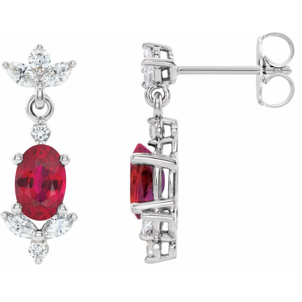 14k White Gold Natural Ruby & 1/3 CTW Natural Diamond Earrings