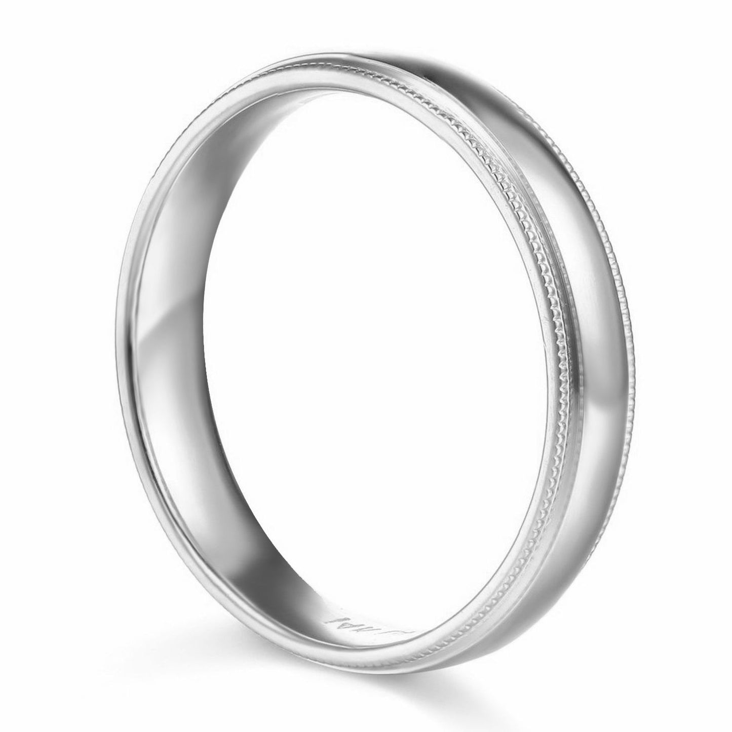 14k White Gold 6mm Unisex Standard-fit Polished Milgrain Wedding Band