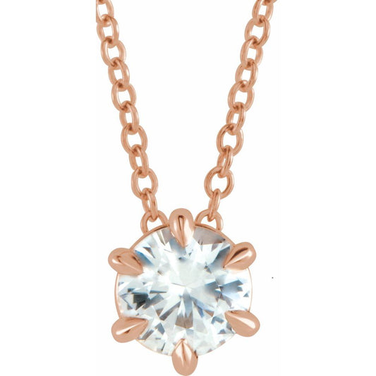 14k Rose Gold 1/2 CT Natural Diamond Solitaire 16-18" Necklace