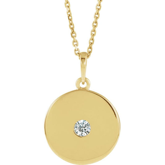 14k Yellow Gold 1/10 CTW Natural Diamond Disc 16-18" Necklace