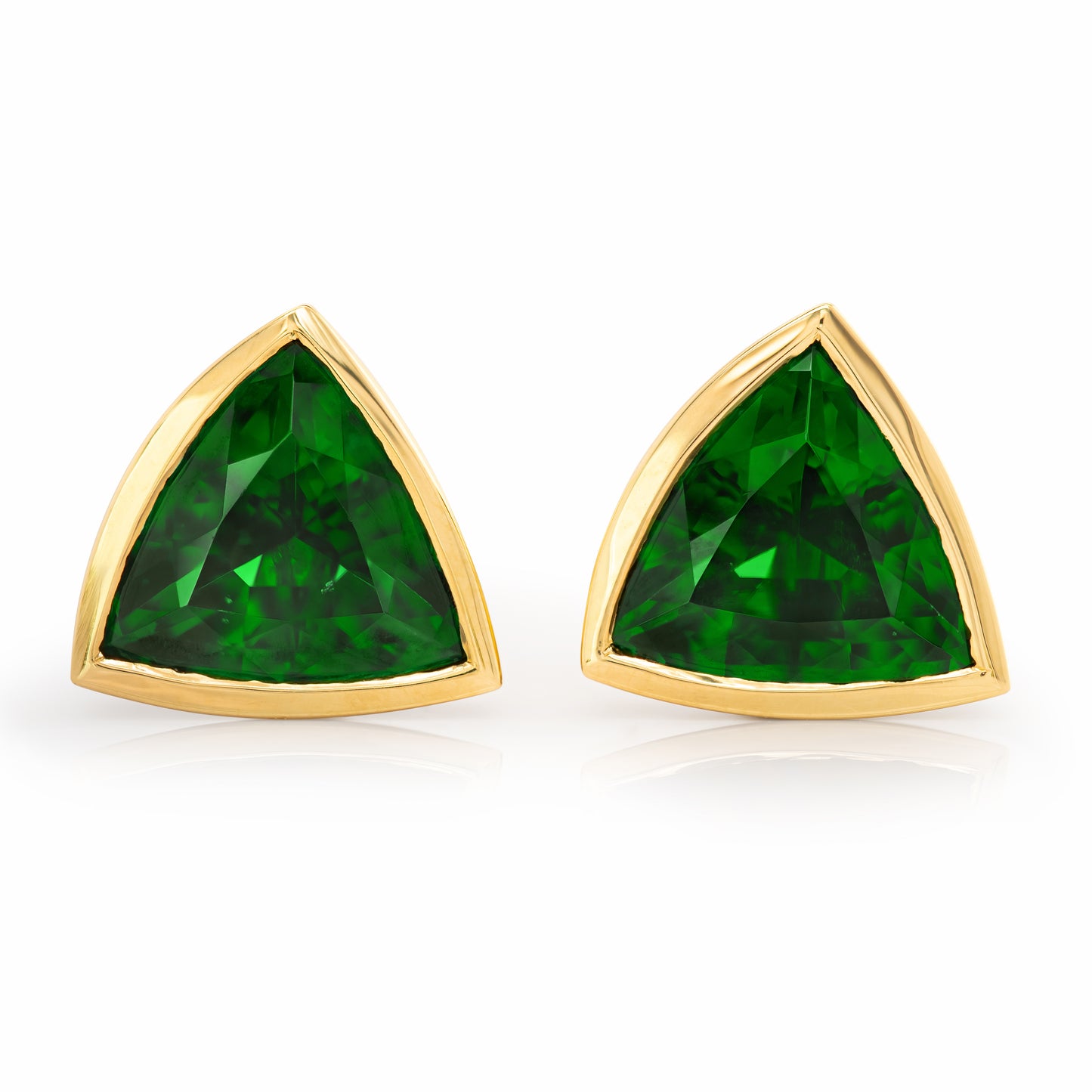 18K Yellow Gold 3.59ct TGW Green Chrome Tourmaline One-of-a-Kind Earrings