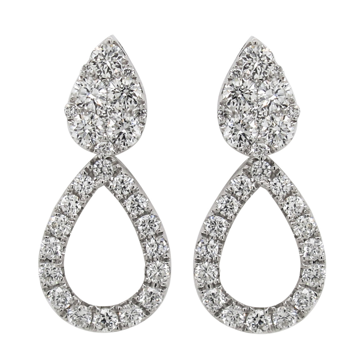 18k White Gold 3/4ct TDW White Diamond Pear Shape Mix-Match Stud Earrings