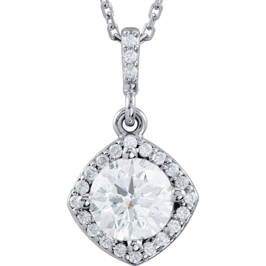 14k White Gold 3/8 CTW Natural Diamond Halo-Style 18" Necklace