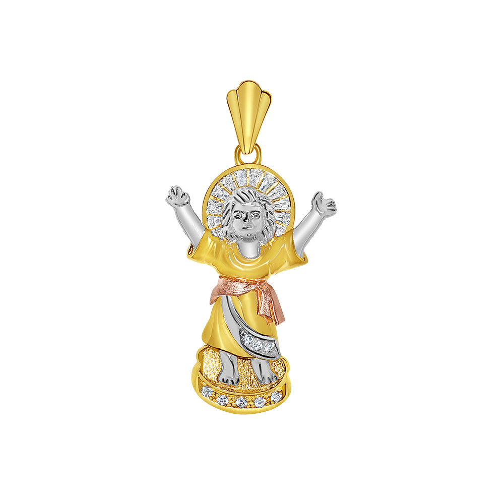 14k Yellow Gold Cubic Zirconia Divine Infant Jesus Pendant