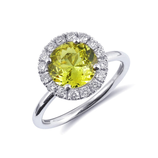 14K White Gold 2.06 TGW Chrysoberyl and White Diamonds One-of-a-Kind Ring