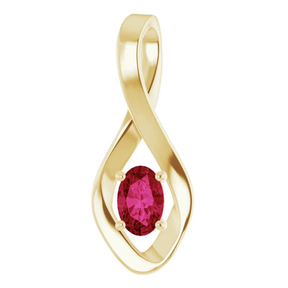 14k Yellow Gold 6x4 mm Oval Natural Ruby Pendant