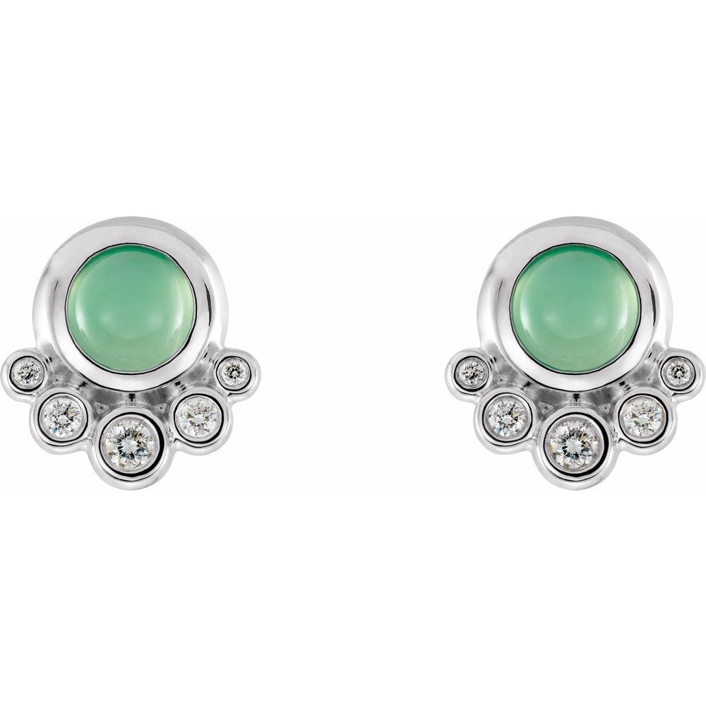 14k White Gold Natural Chrysoprase & 1/8 CTW Natural Diamond Earrings