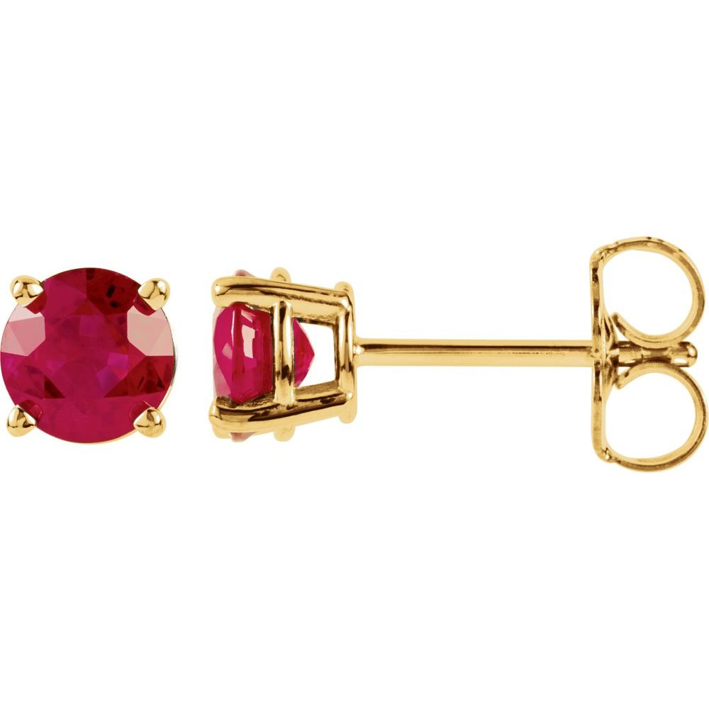 14k Yellow Gold 5 mm Natural Ruby Stud Earrings