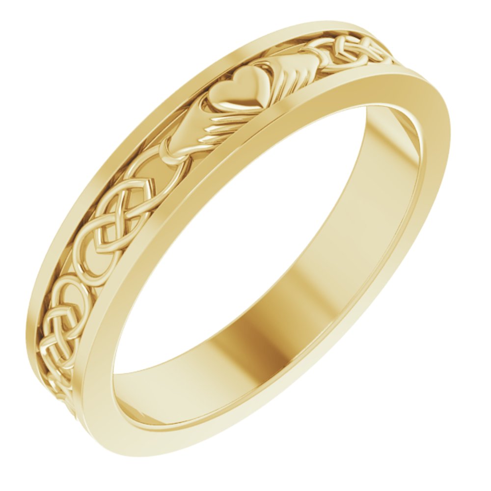 14K Yellow Gold 2.6 mm Claddagh Wedding Band