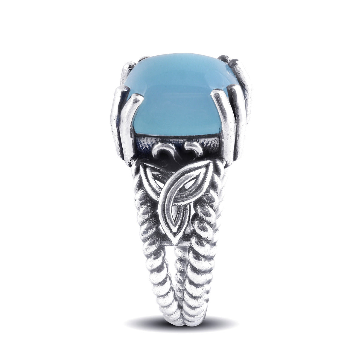 Sterling Silver Paraiba Color 6.42ct TGW Cushion-shape Agate One of a Kind Ring