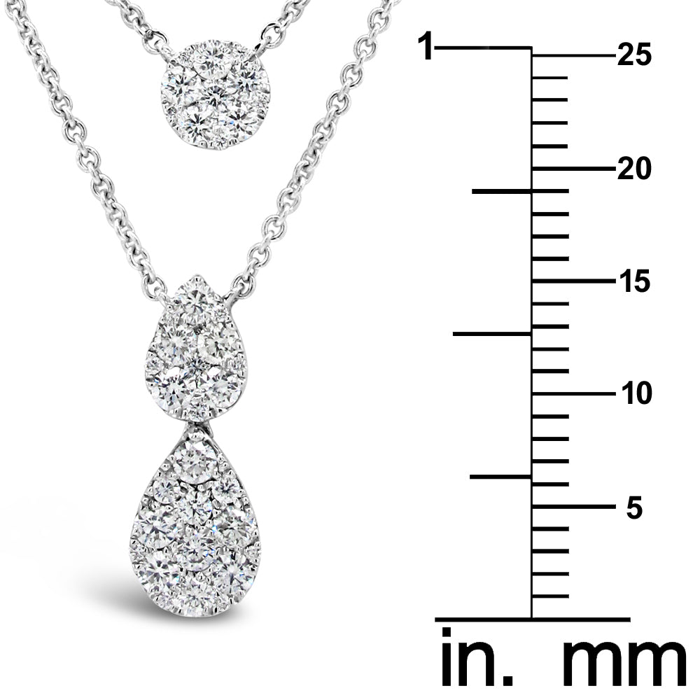 18k White Gold 5/8ct TDW White Diamond Double Pendant Necklace