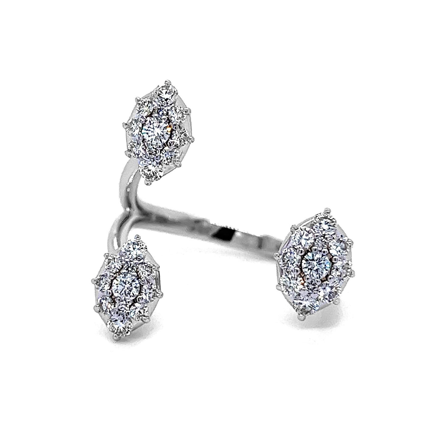 14k White Gold 3/4ct TDW White Diamond Open Cluster Ring