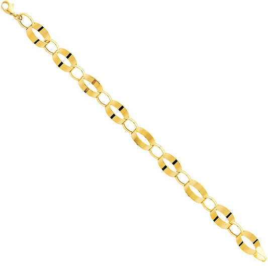 14k Yellow Gold Lightweight Fancy Hollow Link 7.5 inch bracelet