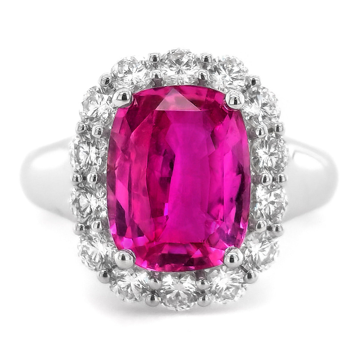 18k White Gold 5.49ct TGW Pink Sapphire and Diamond One-of-a-Kind Ring