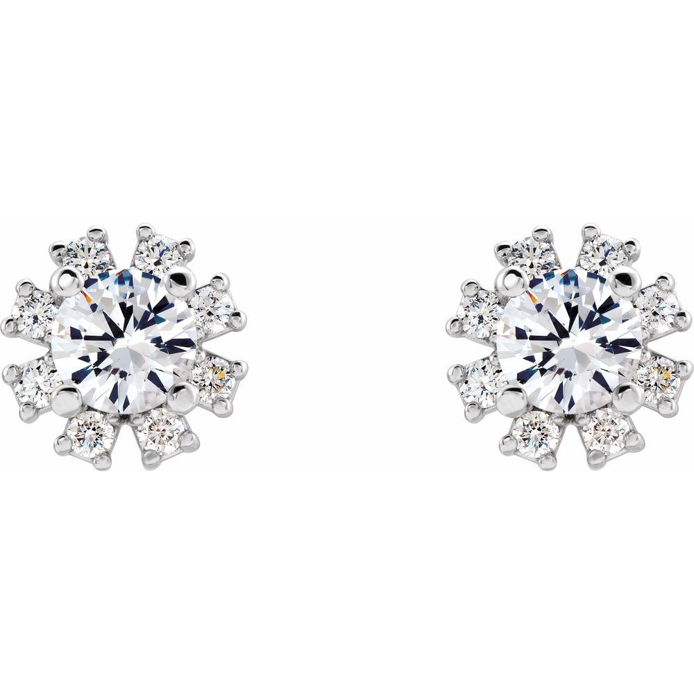 14k White Gold Natural White Sapphire & 1/2 CTW Natural Diamond Earrings