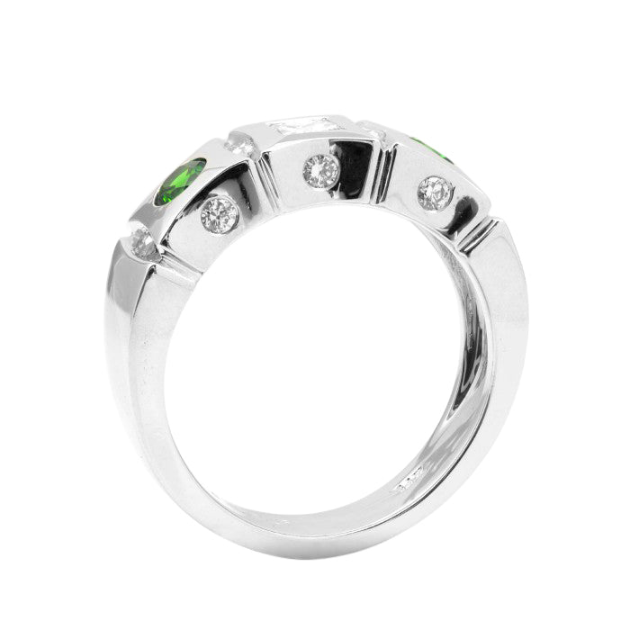 14k White Gold 0.82ct TGW Demantoid Garnet and White Diamond One-of-a-Kind Ring