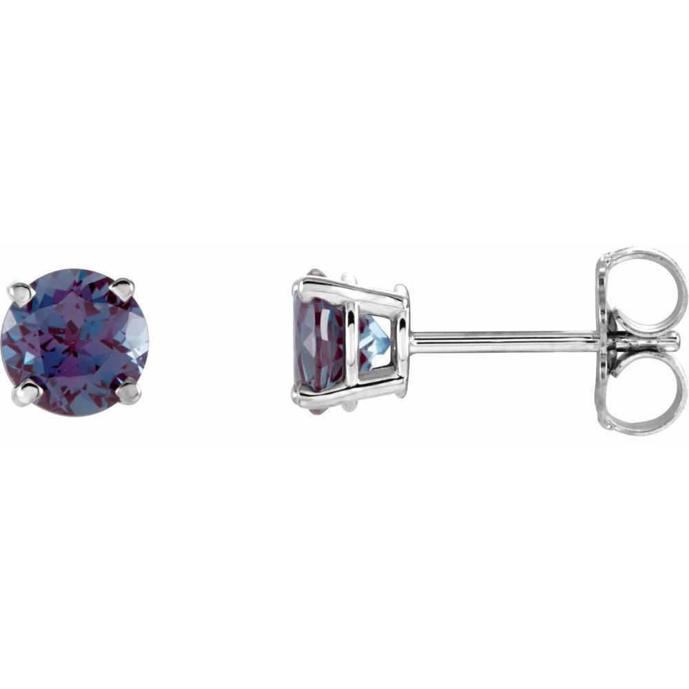 14k White Gold 5 mm Lab-Grown Alexandrite Stud Earrings