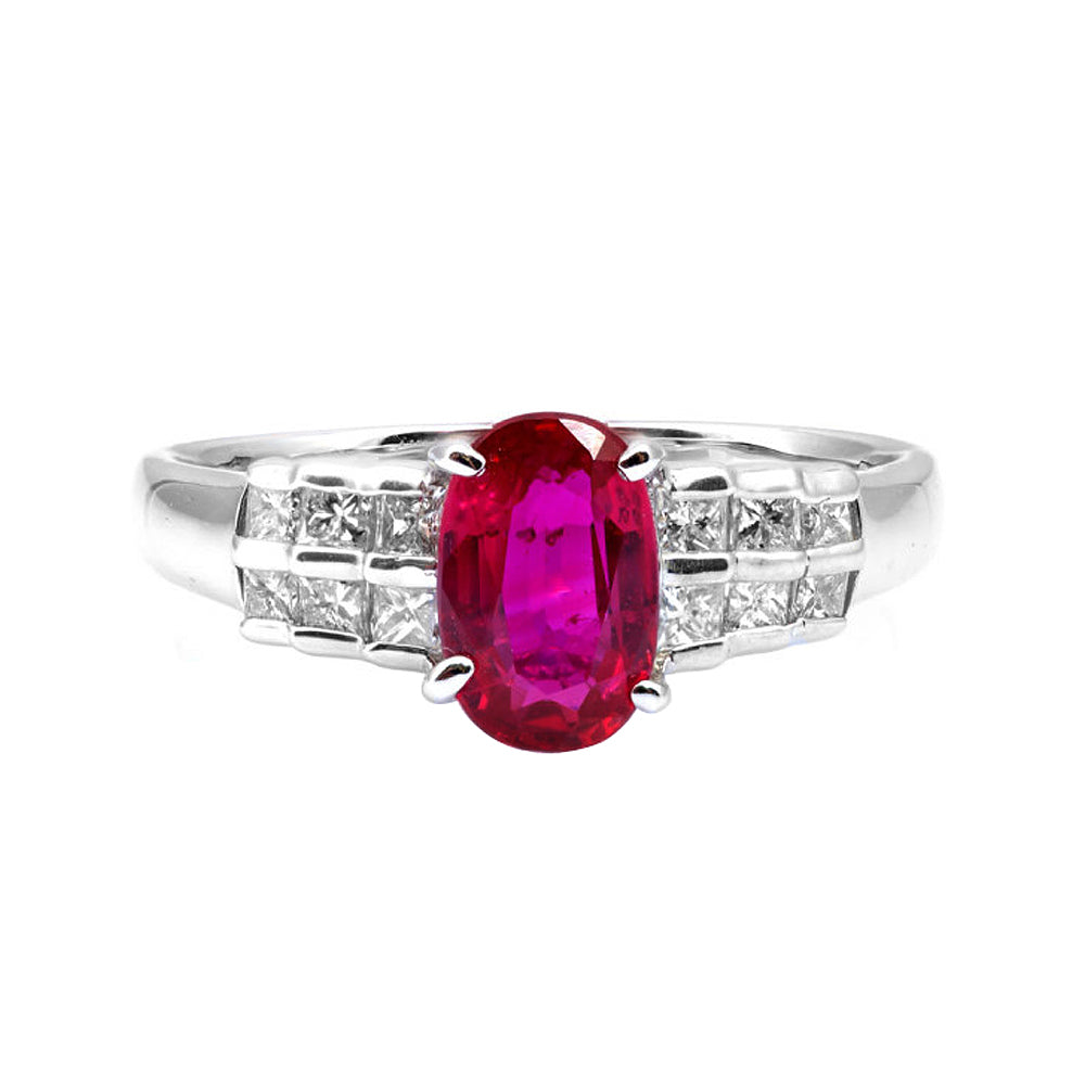 Platinum 1.37ct TGW Ruby and White Diamonds One-of-a-Kind Ring