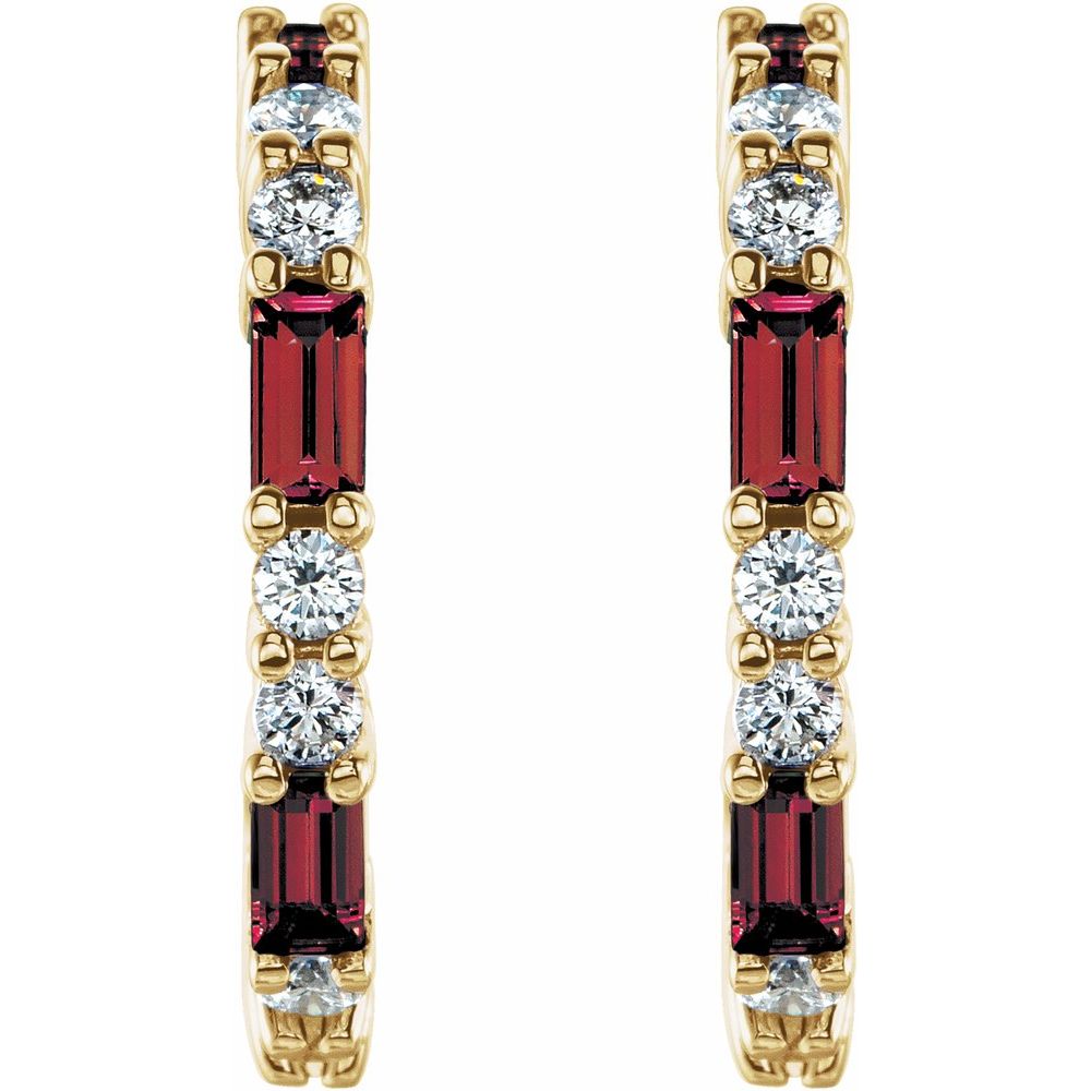 14k Yellow Gold Natural Mozambique Garnet & 1/2 CTW Natural Diamond Earrings